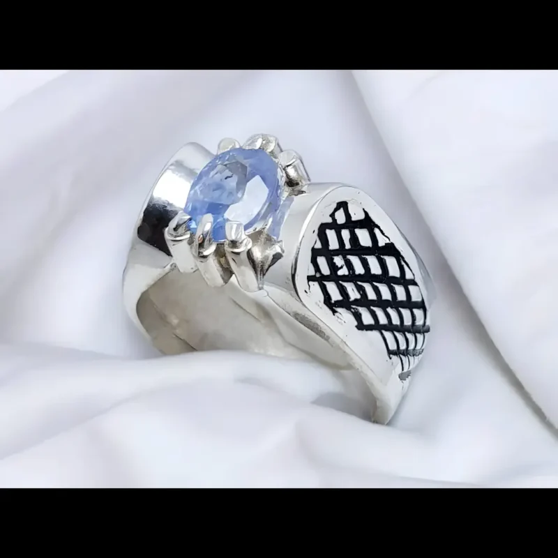 Dainty Ceylon Sapphire Rings Sky Blue Men Sapphire Ring Handcrafted Real Sapphire