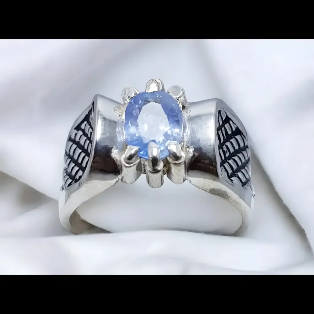 Dainty Ceylon Sapphire Rings Sky Blue Men Sapphire Ring Handcrafted Real Sapphire