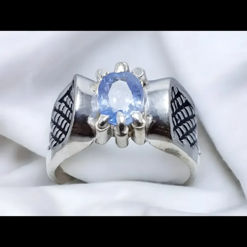 Dainty Ceylon Sapphire Rings Sky Blue Men Sapphire Ring Handcrafted Real Sapphire