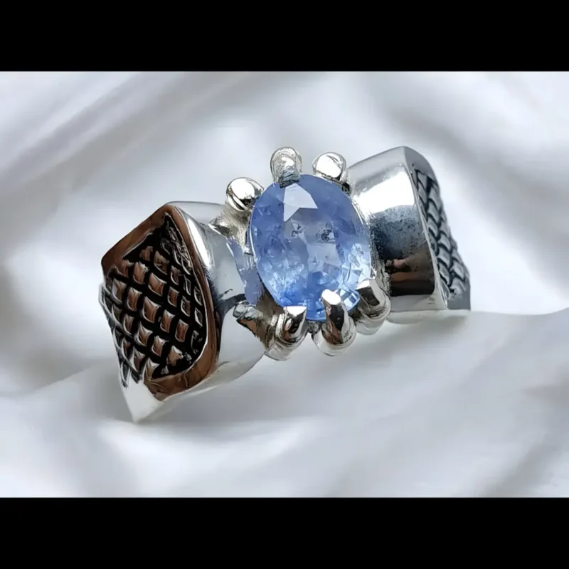 Dainty Ceylon Sapphire Rings Sky Blue Men Sapphire Ring Handcrafted Real Sapphire