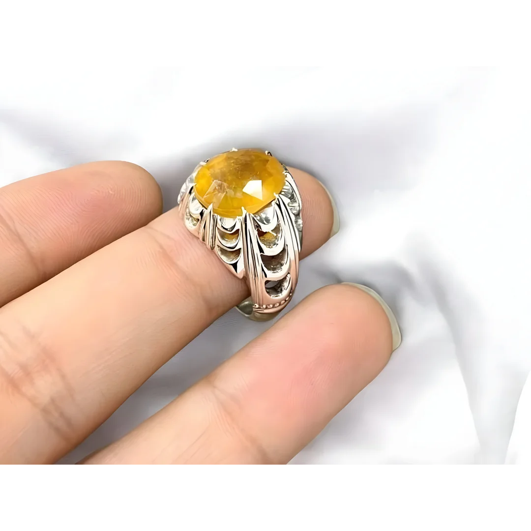 10 Ct Natural Yellow Sapphire Ring Pukhraj Gemstone Buy