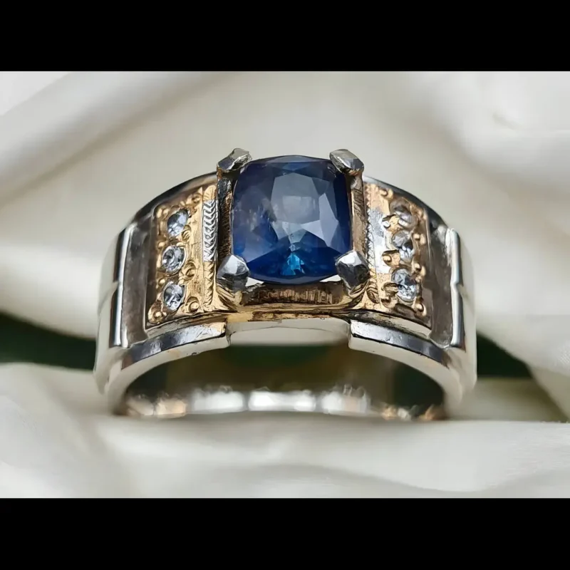 Antique Ceylon Sapphire Ring 14k Gold Plated Order Now