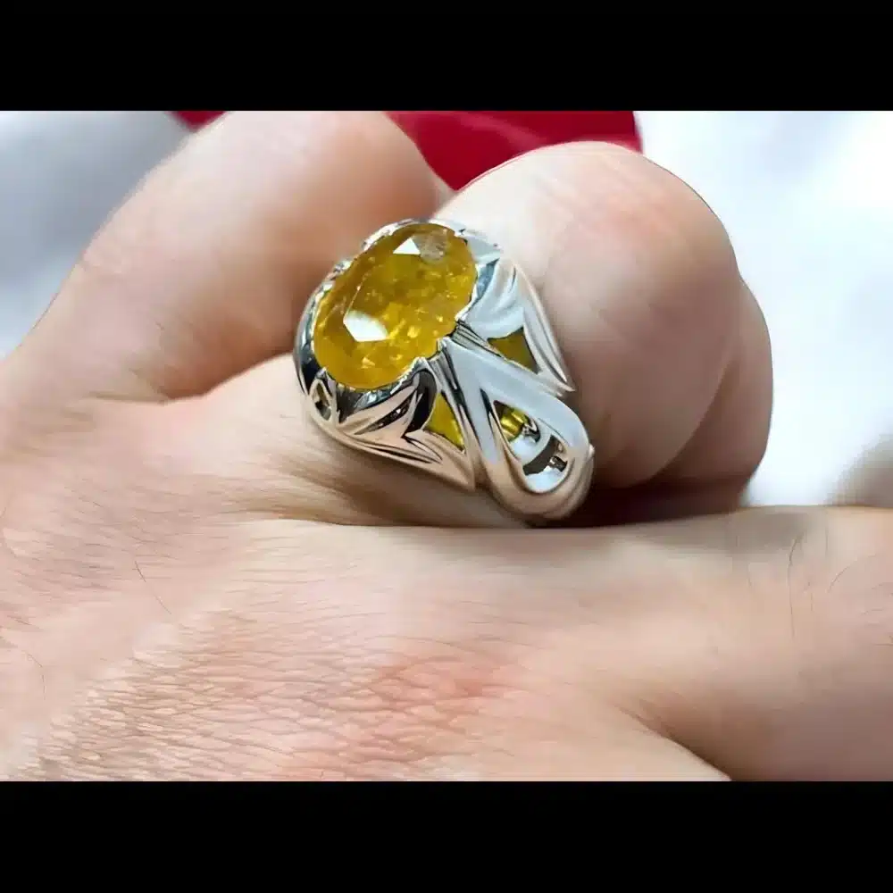 ceylon yellow sapphire ring mens