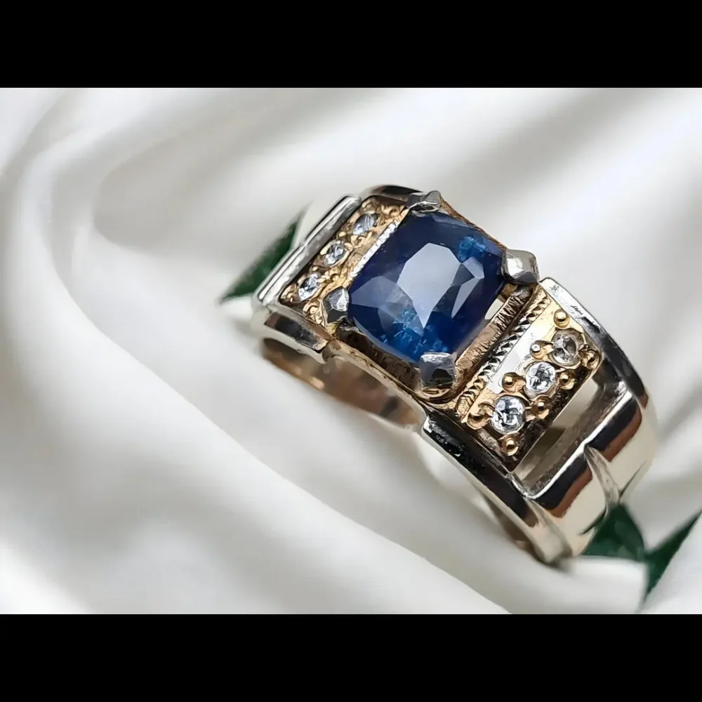 Antique Ceylon Sapphire Ring 14k Gold Plated Shop Now