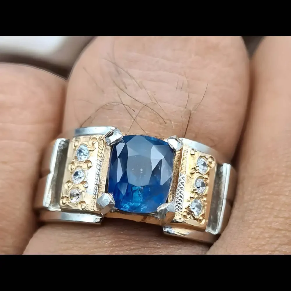 Antique Ceylon Sapphire Ring 14k Gold Plated Shop Now