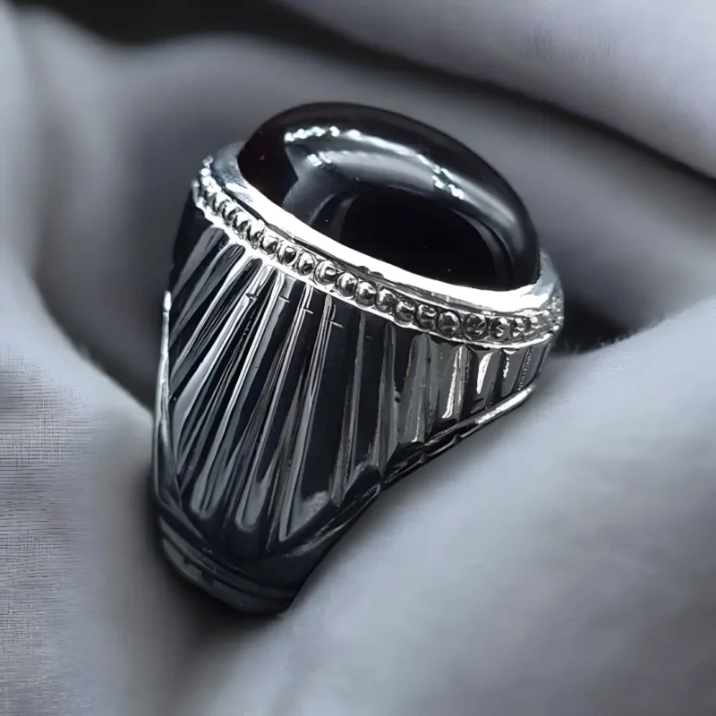 Black Yemeni Aqeeq Ring / Agate rings for Men