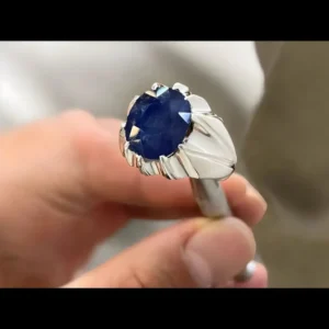 Natural Blue sapphire ring Mens Neelam rings 925 Silver