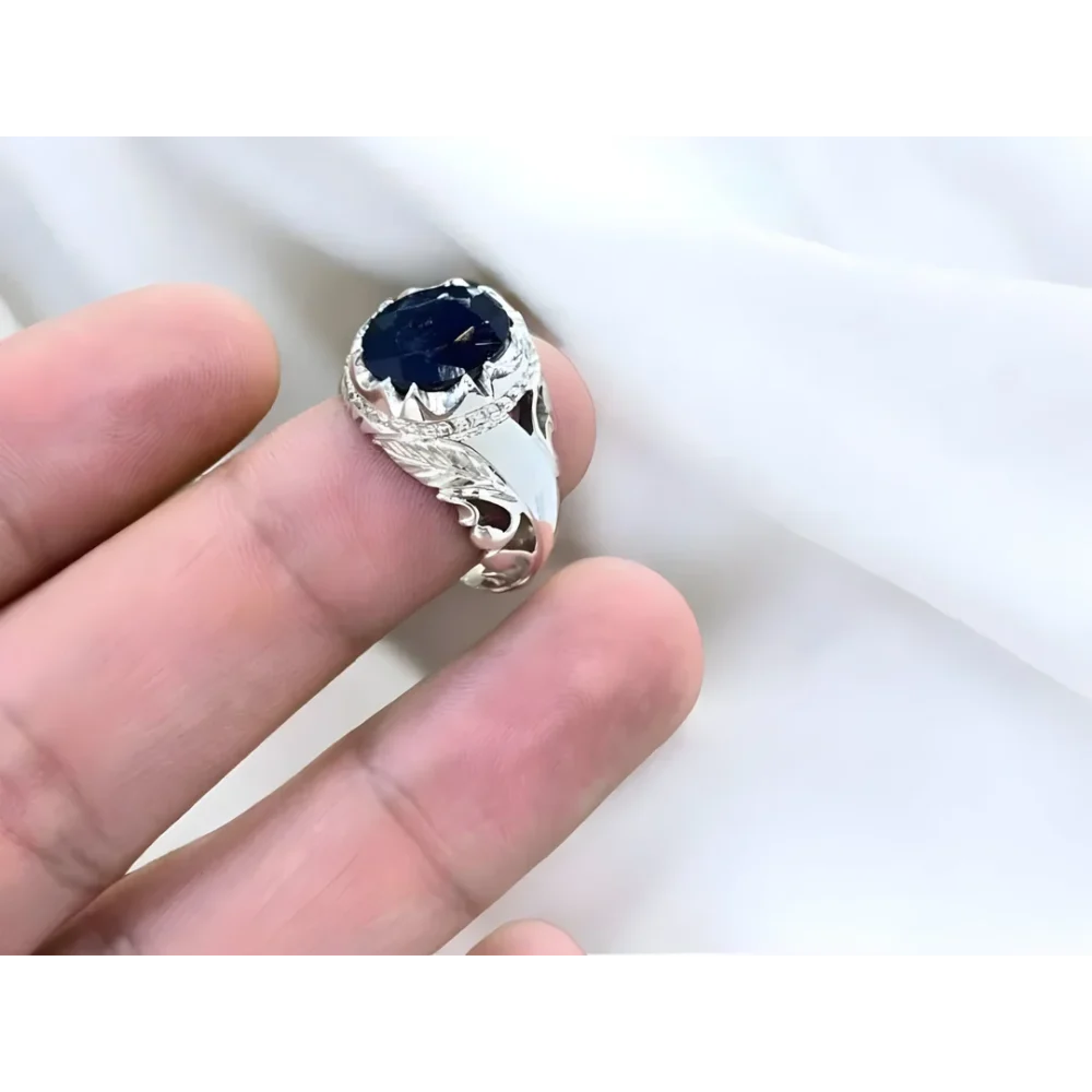 6 ct Natural Blue Sapphire Mens Ring Real Neelam Shop