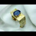 14k Gold Sapphire Ring Mens Engraved Ring Shop Now