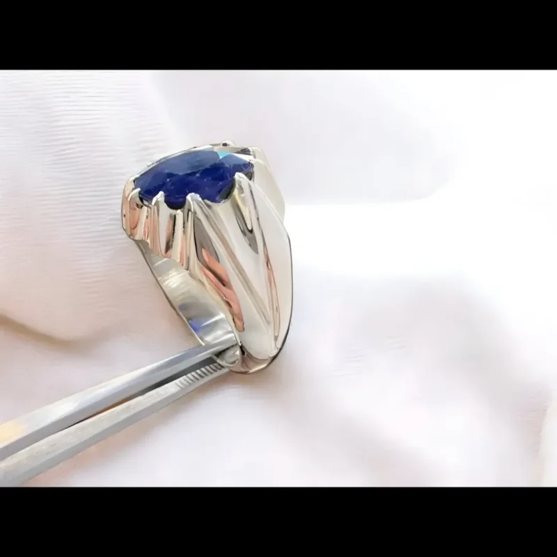 Natural Blue sapphire ring Mens Neelam rings 925 Silver