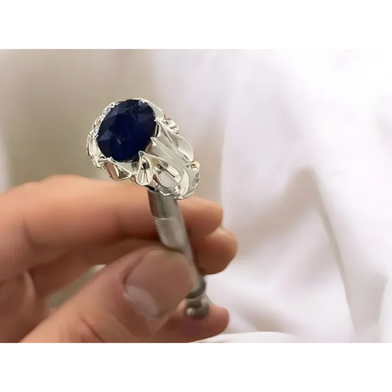 10 Carat Royal Blue Mens Sapphire Ring Handmade Shop now