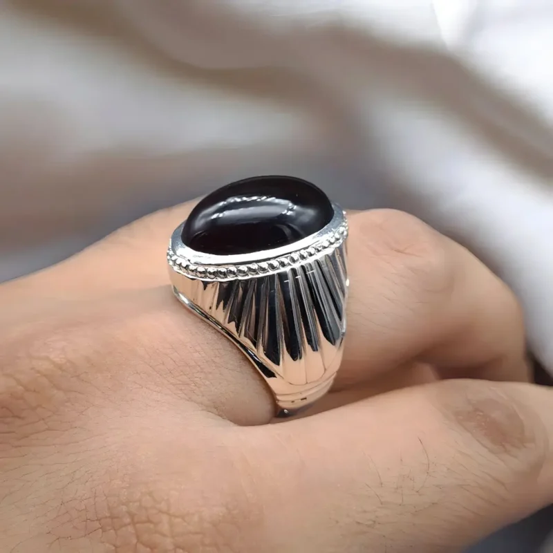 Black Yemeni Aqeeq Ring / Agate rings for Men