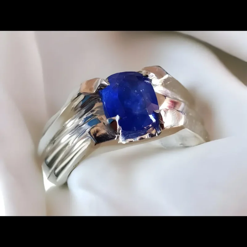 Natural Blue sapphire ring Mens Neelam rings 925 Silver