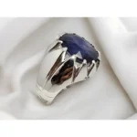 Blue Sapphire Rings Men Sterling Silver Sapphire Rings