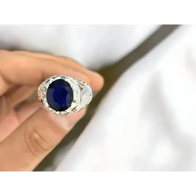6 ct Natural Blue Sapphire Mens Ring Real Neelam Shop