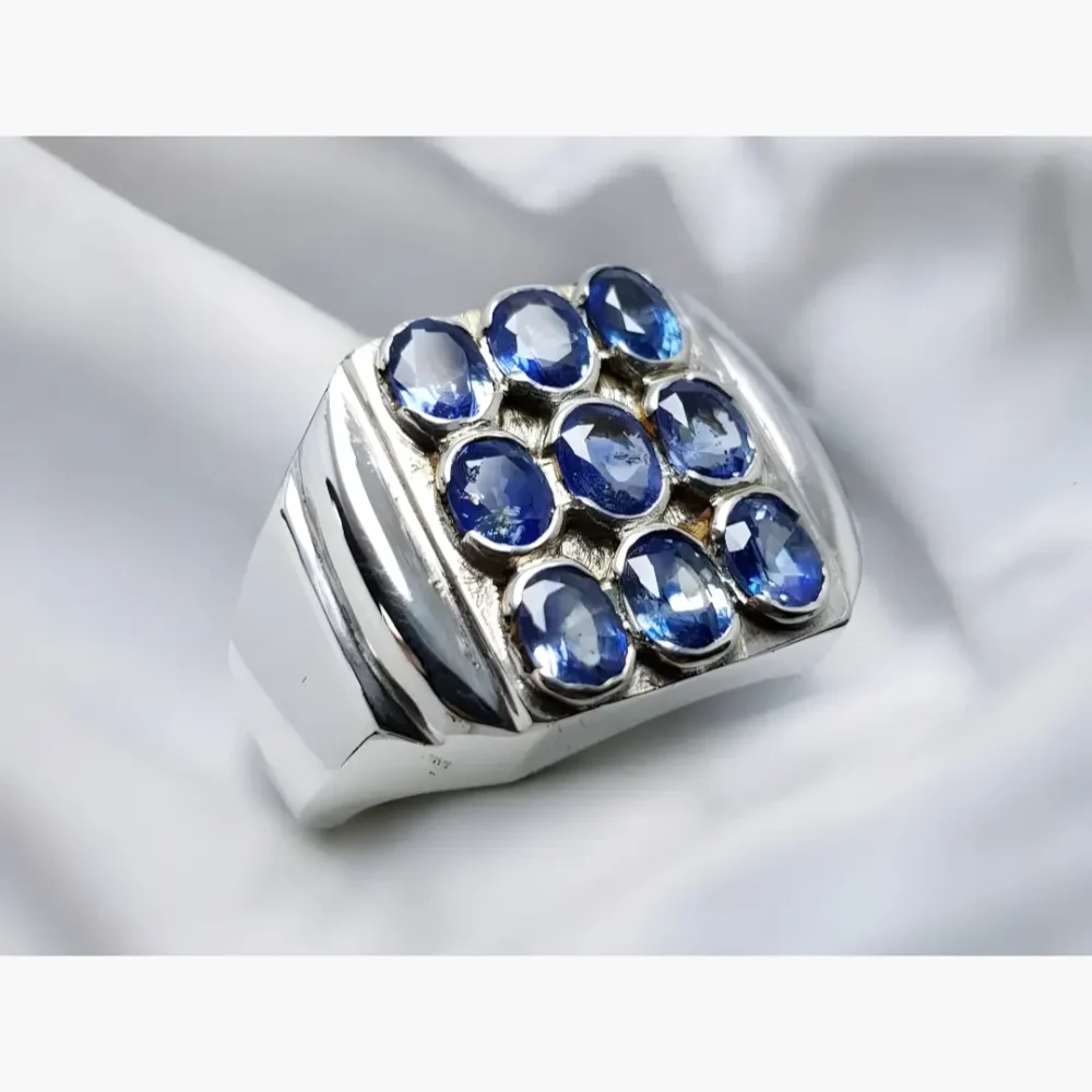 Multi Stone Ceylon Sapphire Rings Handcrafted Bands