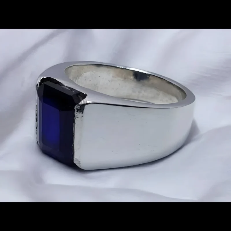 Square Blue Real Sapphire Ring Mens Buy Now