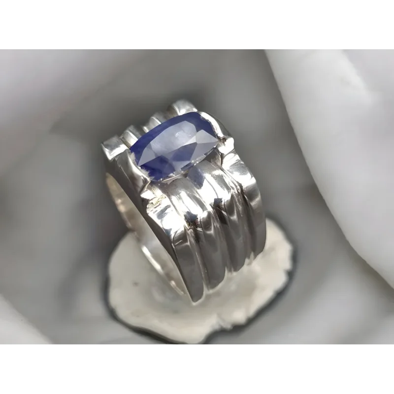 Cushion Cut Men Sapphire Band Real Sterling Silver Buy Now