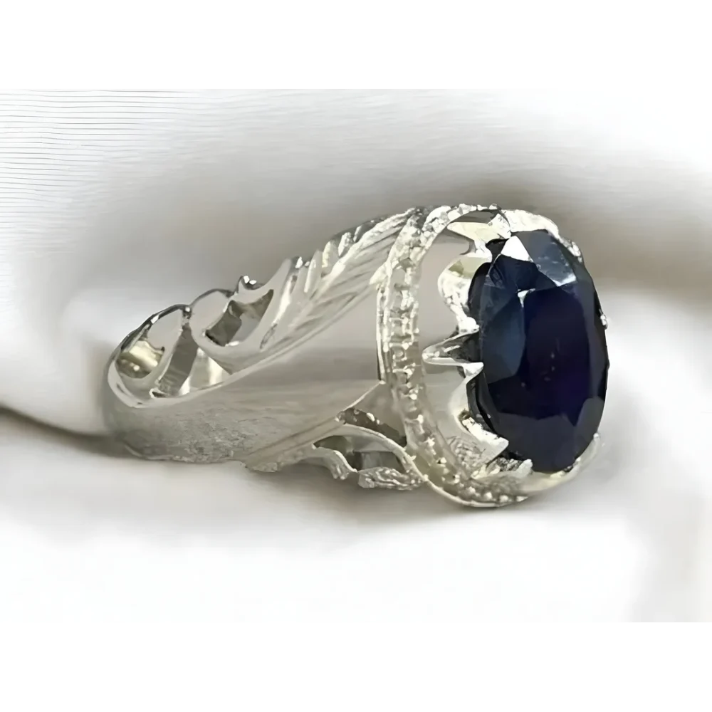 silver and sapphire ring