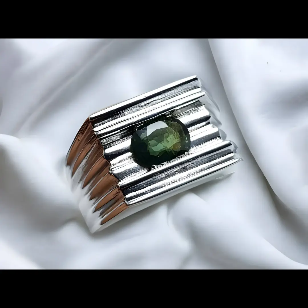 Mens Green Sapphire Ring Ceylon Green Sapphire Stone Rings