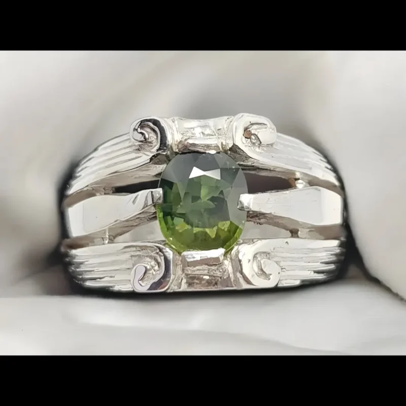 Green Sapphire Rings Mens Rare Green Sapphire Stone Ring Real Neelam Rings