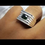Mens Green Sapphire Ring Ceylon Green Sapphire Stone Rings