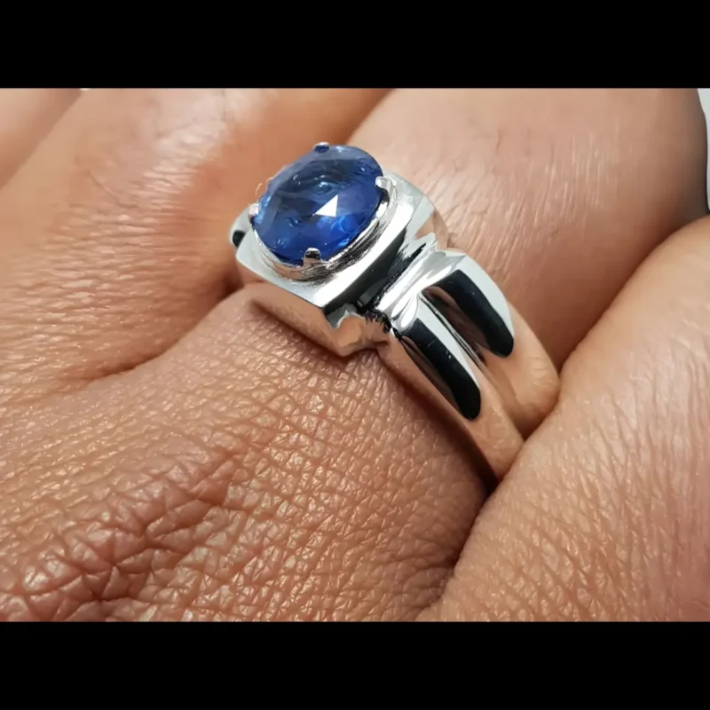 Ceylon Blue Sapphire Ring Men In 925 Silver Real Ceylon Neelam Rings Engagement Rings