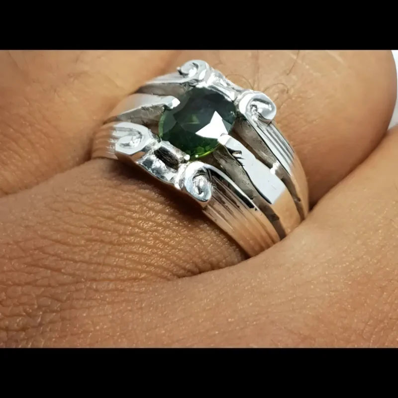 Green Sapphire Rings Mens Rare Green Sapphire Stone Ring Real Neelam Rings