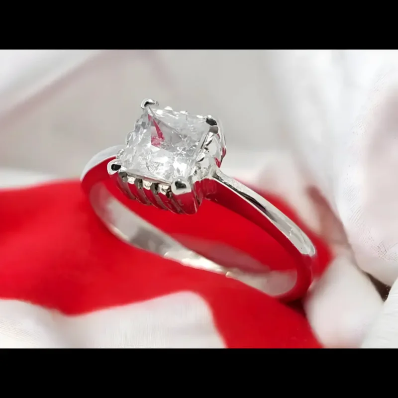 Princess Cut White Sapphire Ring Ceylon White Sapphire Rings