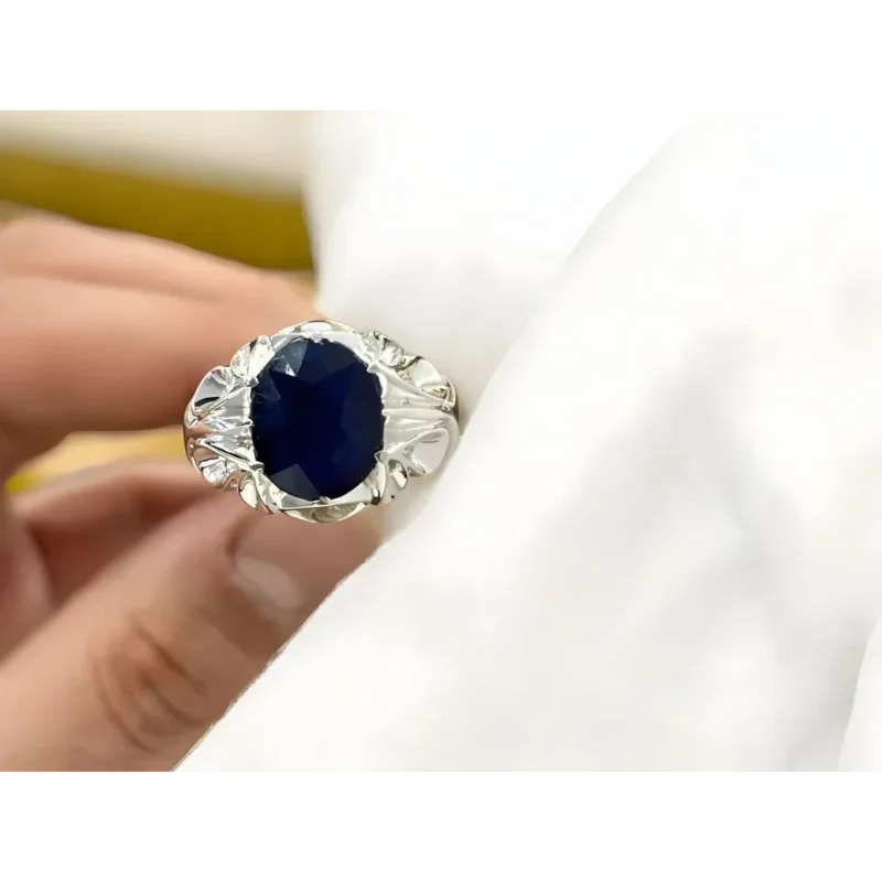 10 Carat Royal Blue Mens Sapphire Ring Handmade Shop now