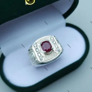 Natural Ruby Ring engraved Ruby Stone Ring Men's Ring