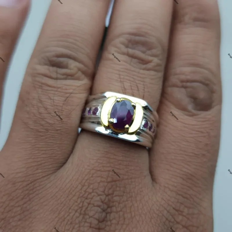 Real Pigeon Blood Ruby Ring Mens Natural Yaqoot Ring