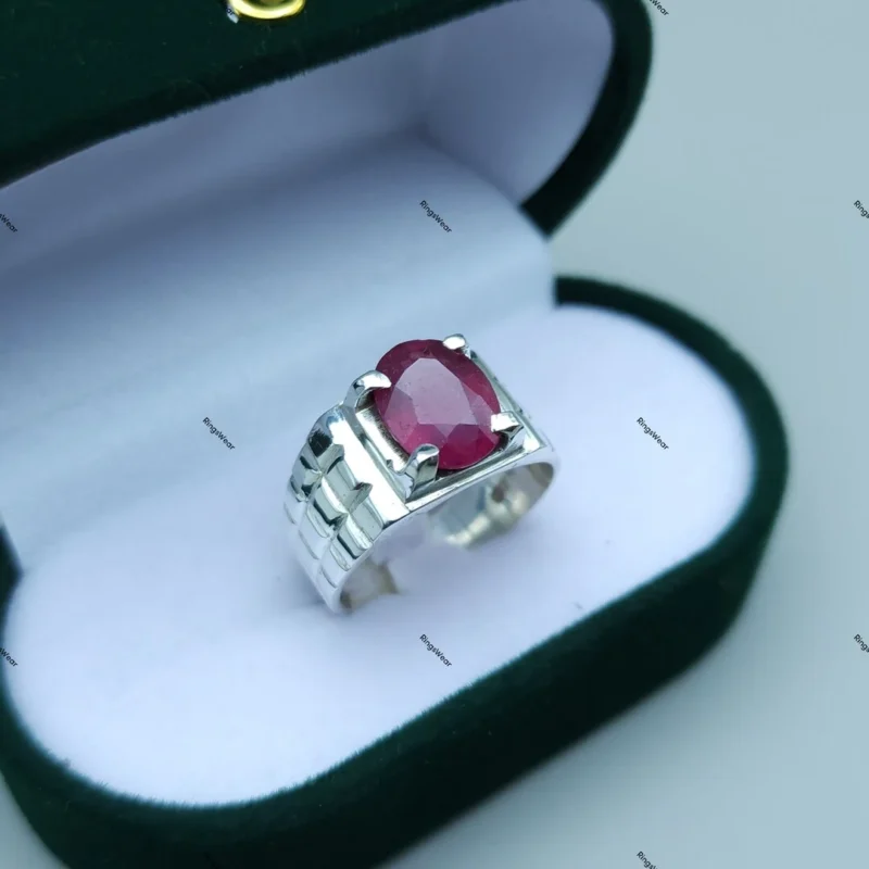 Natural Ruby Stone Ring African Ruby Ring Men's Ring