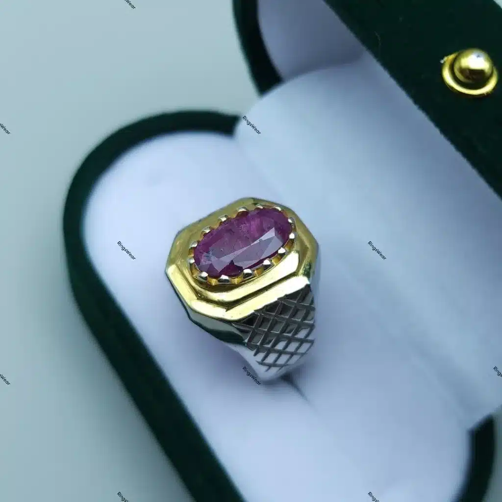 natural ruby stone ring gold plated