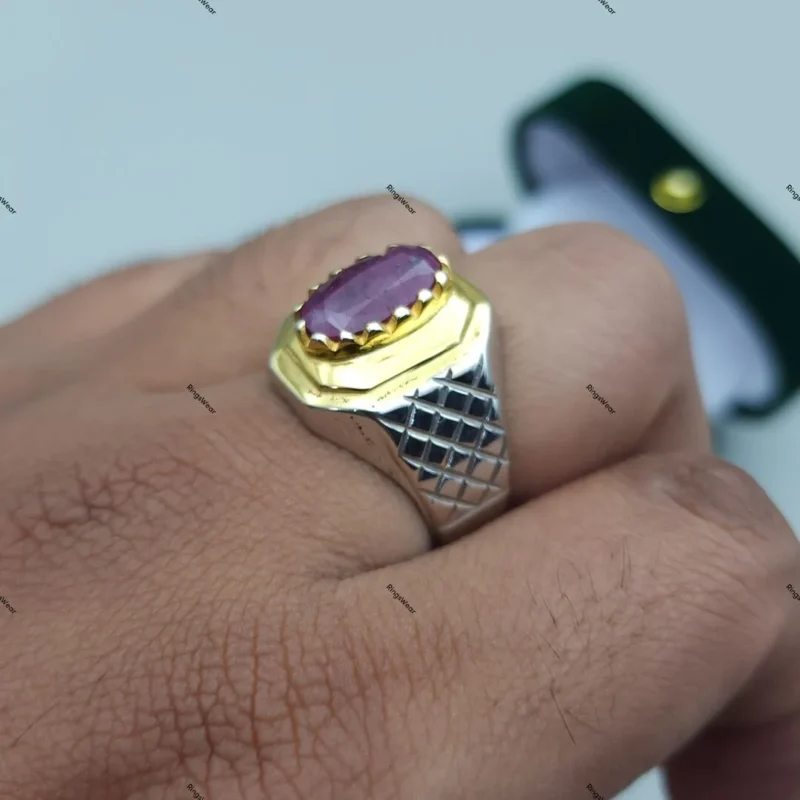 10k Gold plated Ruby Ring Natural Ruby Stone Ring