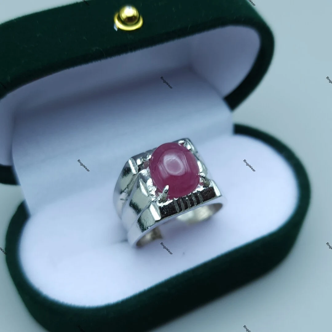 Natural Cabochon Ruby Ring Mens Genuine Ruby Rings