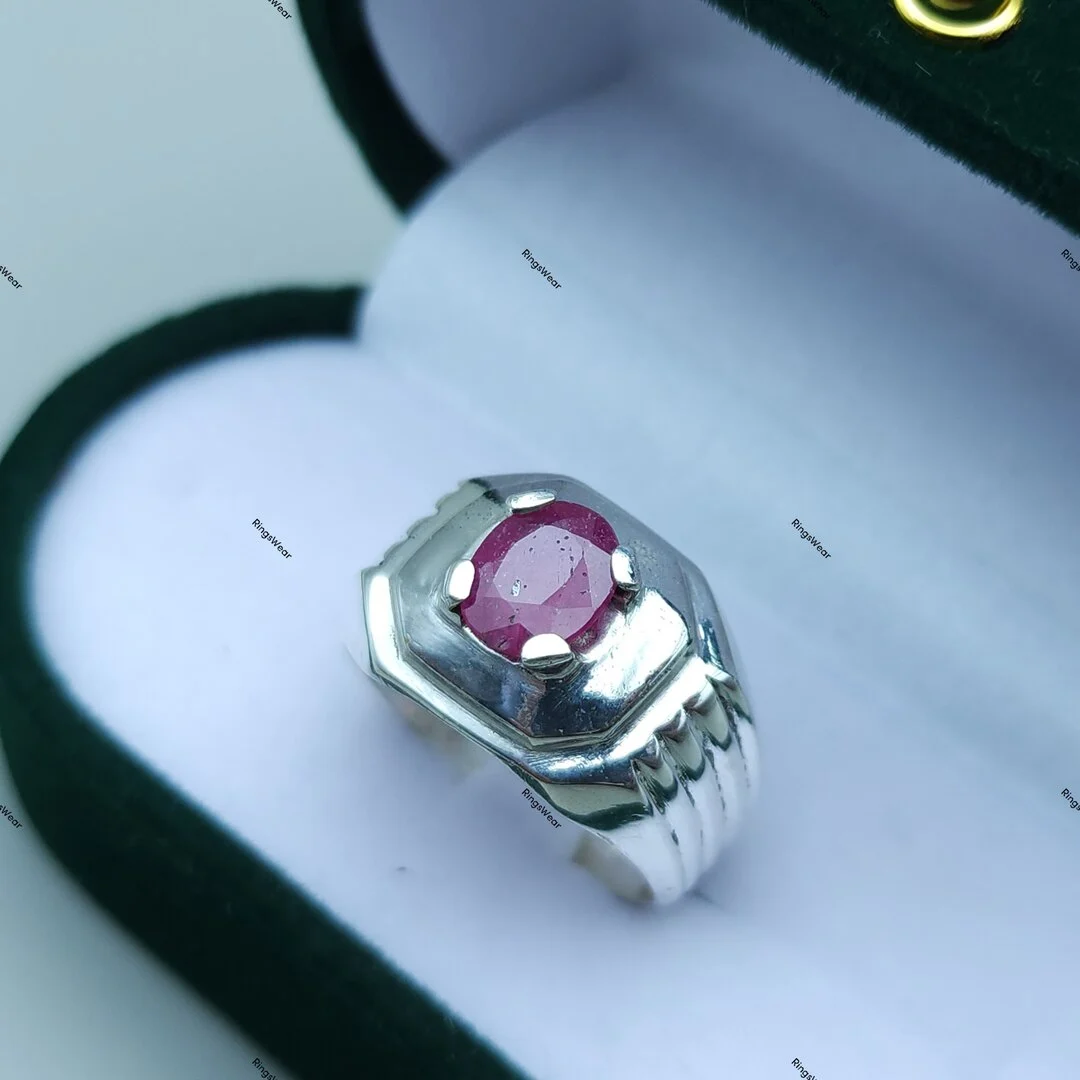 Pink Ruby Ring Men's Real Ruby Rings