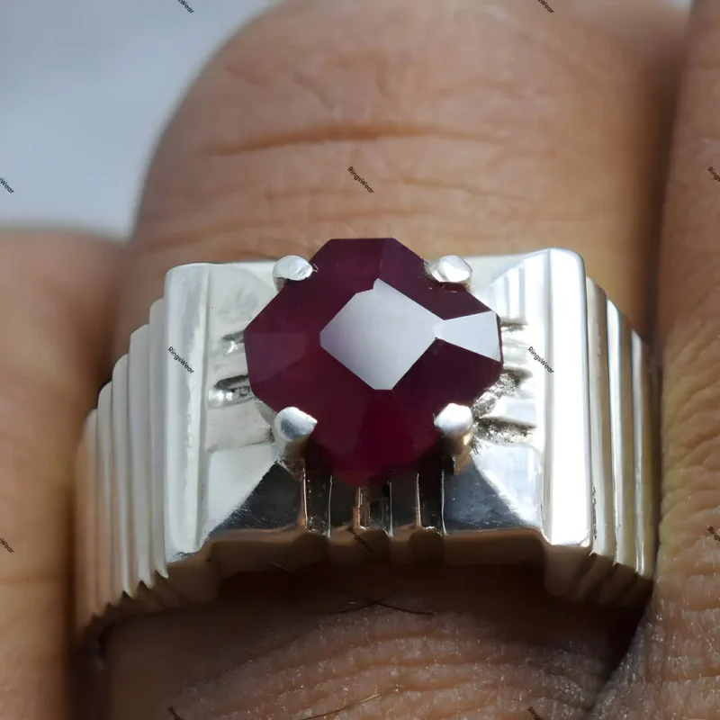Pigeon Blood Red Ruby Ring Men's Ruby Ring