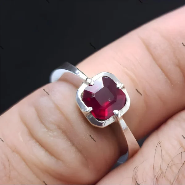 Square Ruby Ring Men's Ring Yaqoot Ring Red Ruby