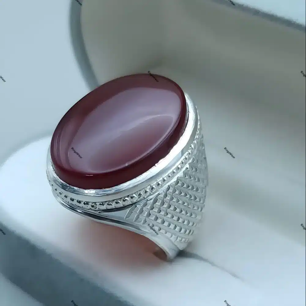 dark red aqeeq ring