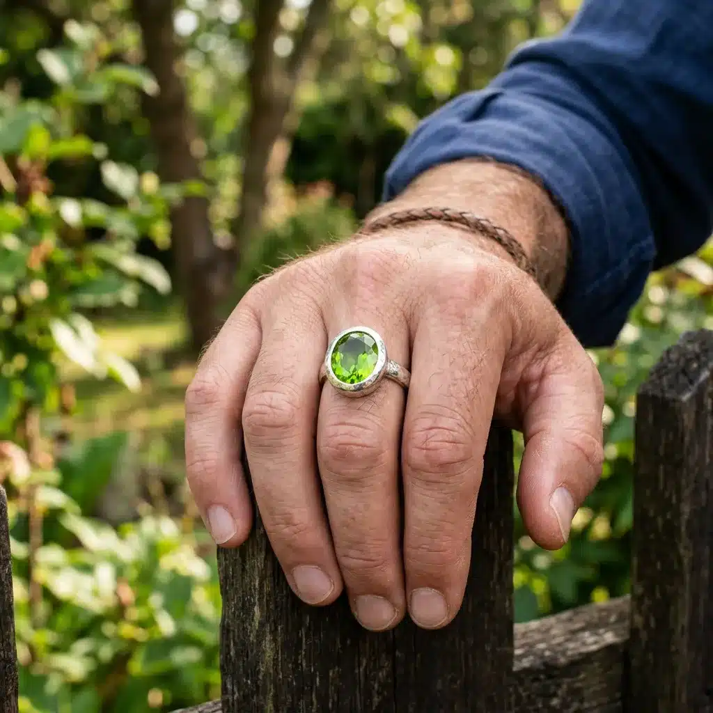 August Birthstone Ring Natural Peridot