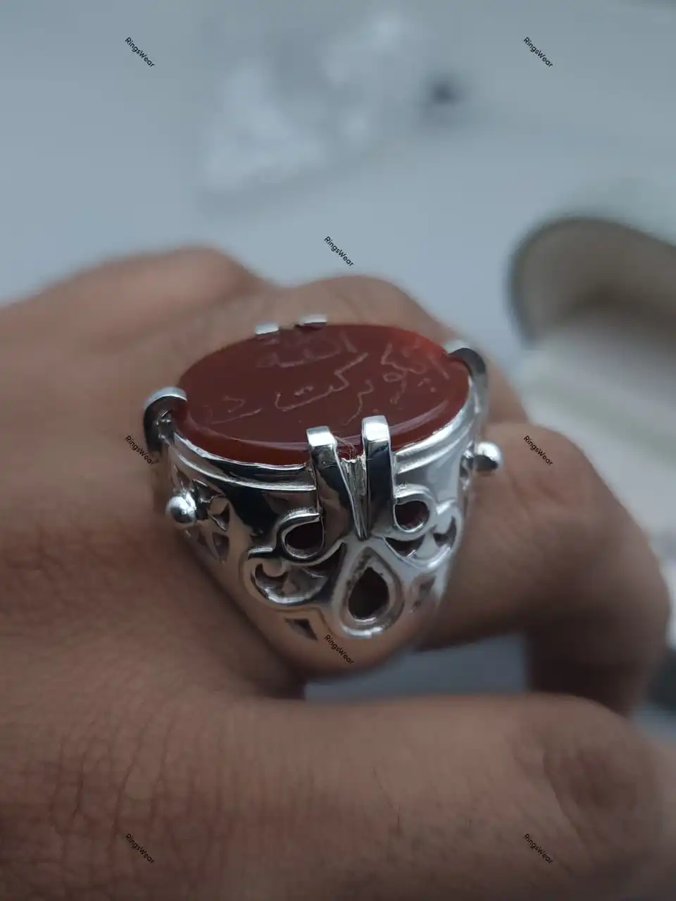 Devil Wears Prada Ring Red Carnelian Aqeeq Sterling Silver 8 Devil Wears Prada Ring Red