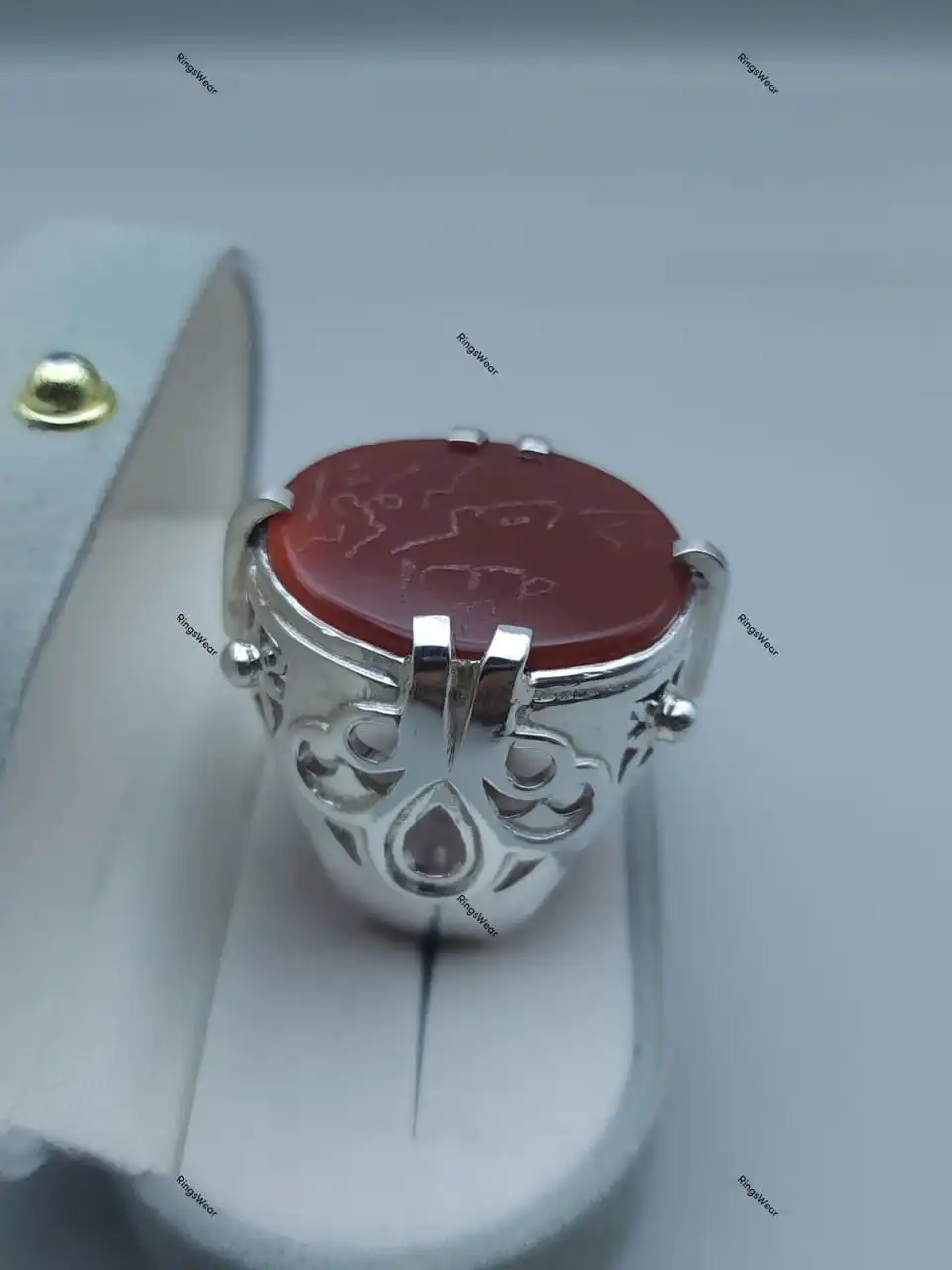 Devil Wears Prada Ring Red Carnelian Aqeeq Sterling Silver 3 Stanley Tucci005Ring Compressed