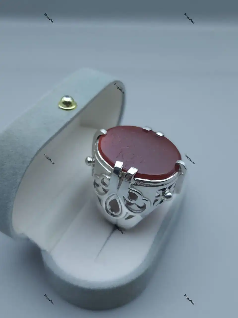 Devil Wears Prada Ring Red Carnelian Aqeeq Sterling Silver 2 Stanley Tucci006Ring Compressed