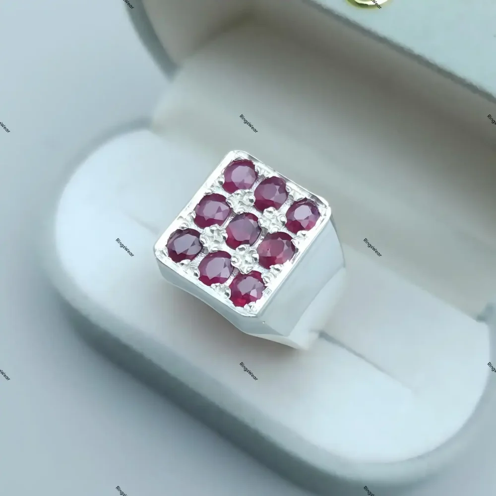 9 stone ruby ring mens