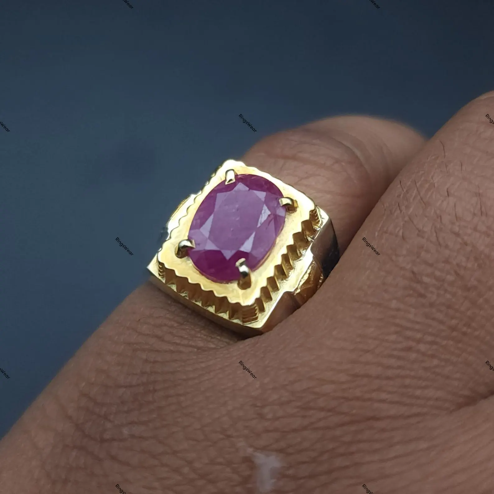 Natural Mens Ruby Ring Vintage Two Tone 925 Silver 7 Natural Mens Ruby Ring Vintage Two Tone 925 Silver - Image 7