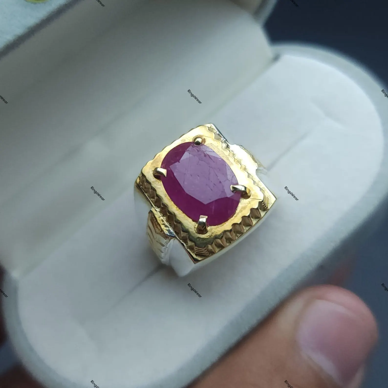 Natural Mens Ruby Ring Vintage Two Tone 925 Silver 1 Natural Mens Ruby Ring Vintage