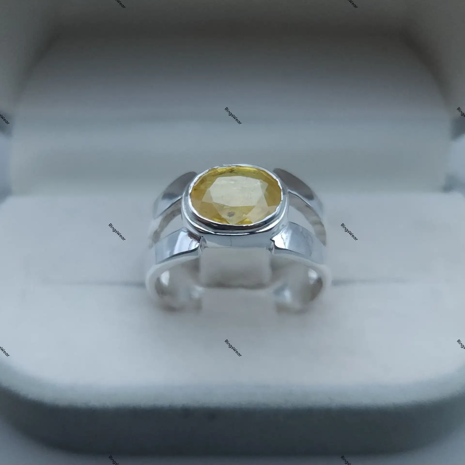 Antique Yellow Sapphire Ring For Men In 925 Sterling Silver 3 Antique Yellow Sapphire Ring
