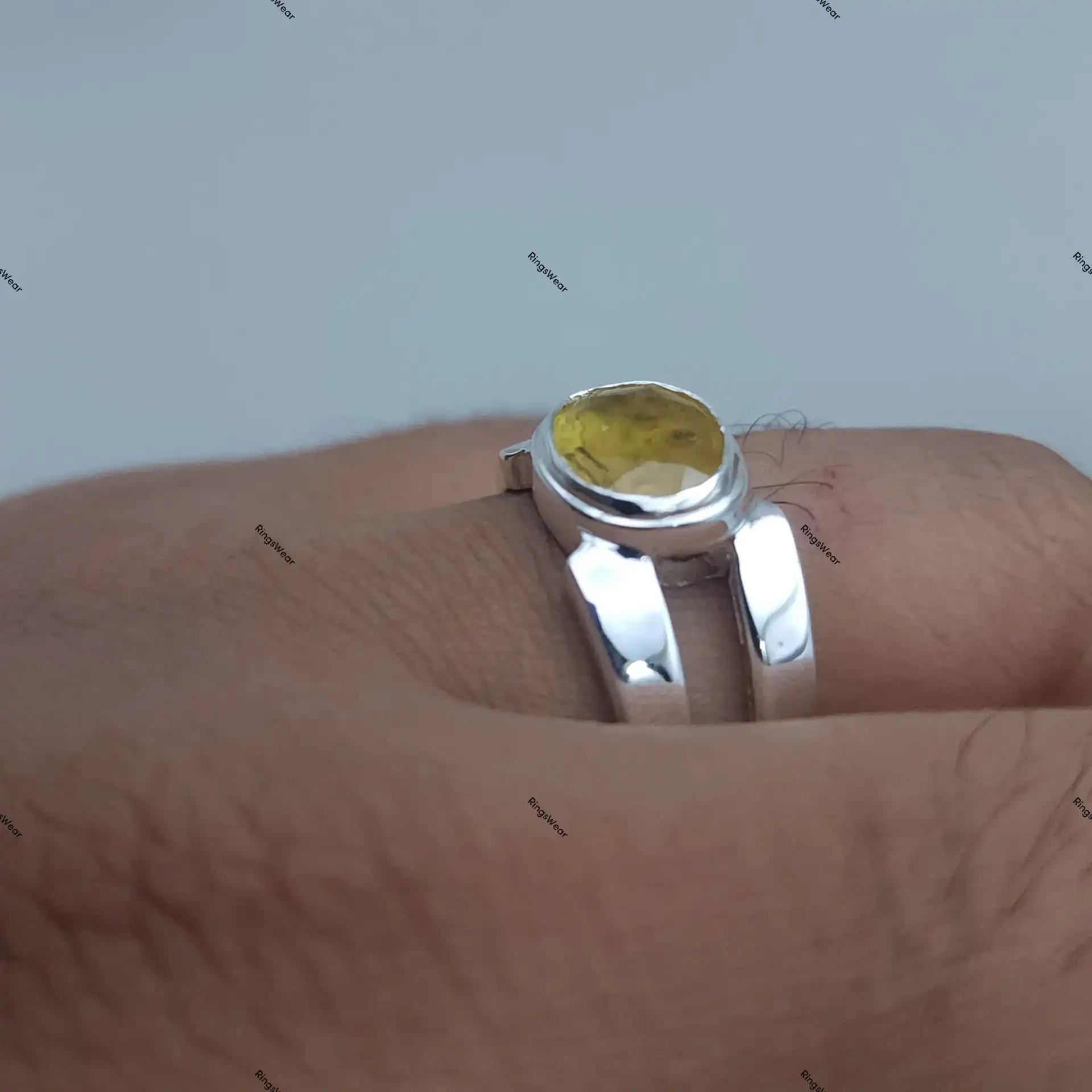 Antique Yellow Sapphire Ring For Men In 925 Sterling Silver 7 Antique Yellow Sapphire Ring