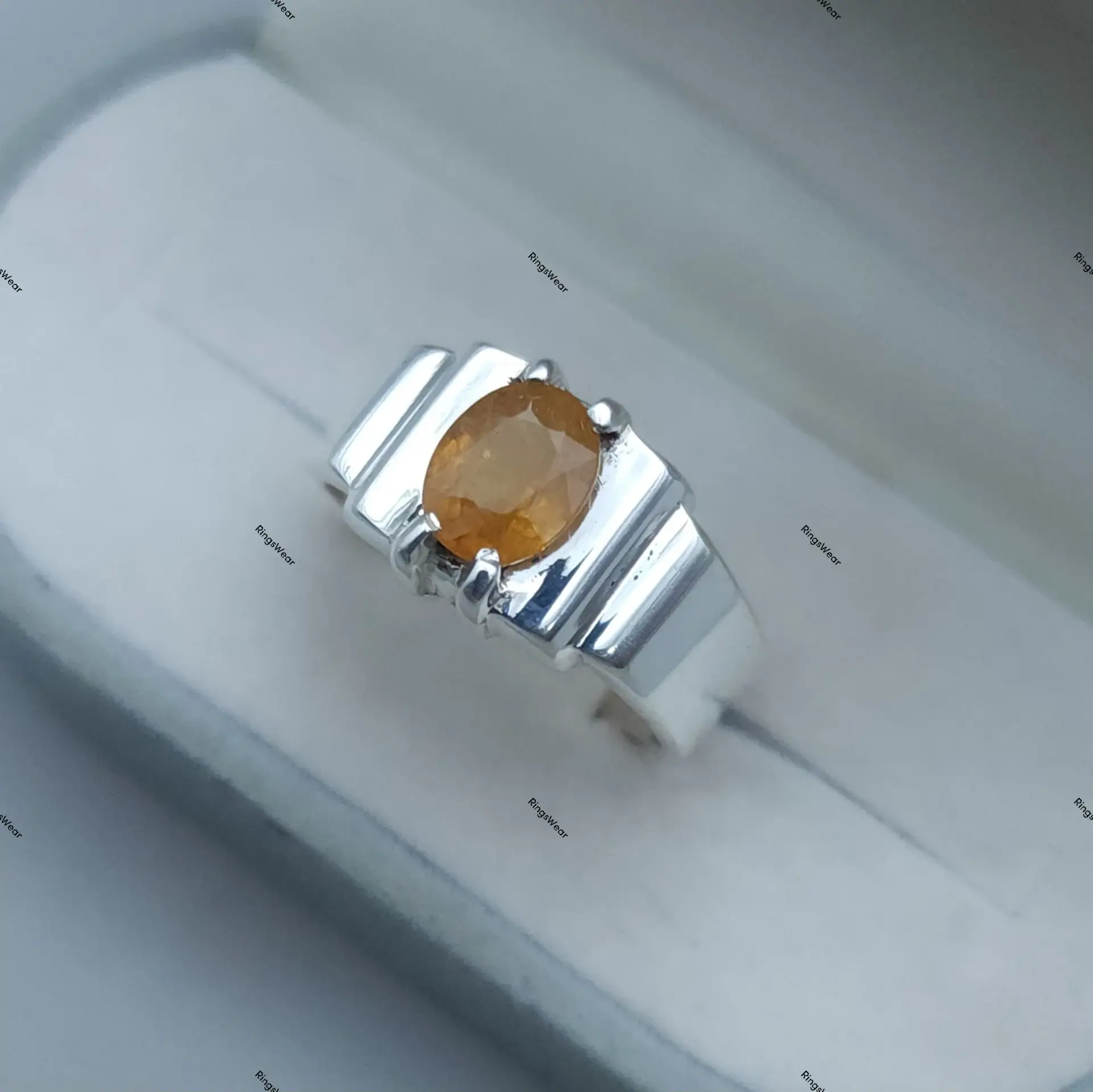 Yellow Stone Ring For Men Natural Sapphire In 925 Silver 6 Yellow Stone Ring